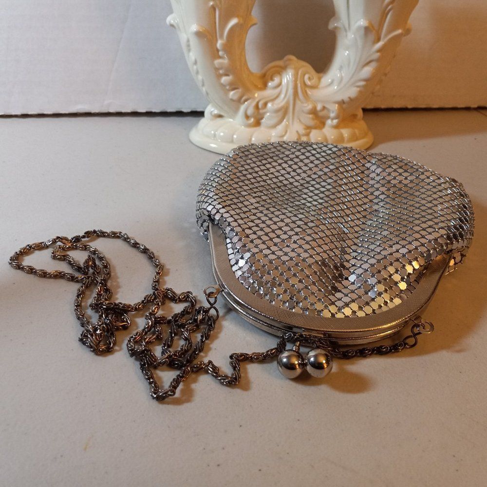 Y & S Mesh Silver Coin Purse Design Clutch bag Cottagecore Granny Chic Wedding
